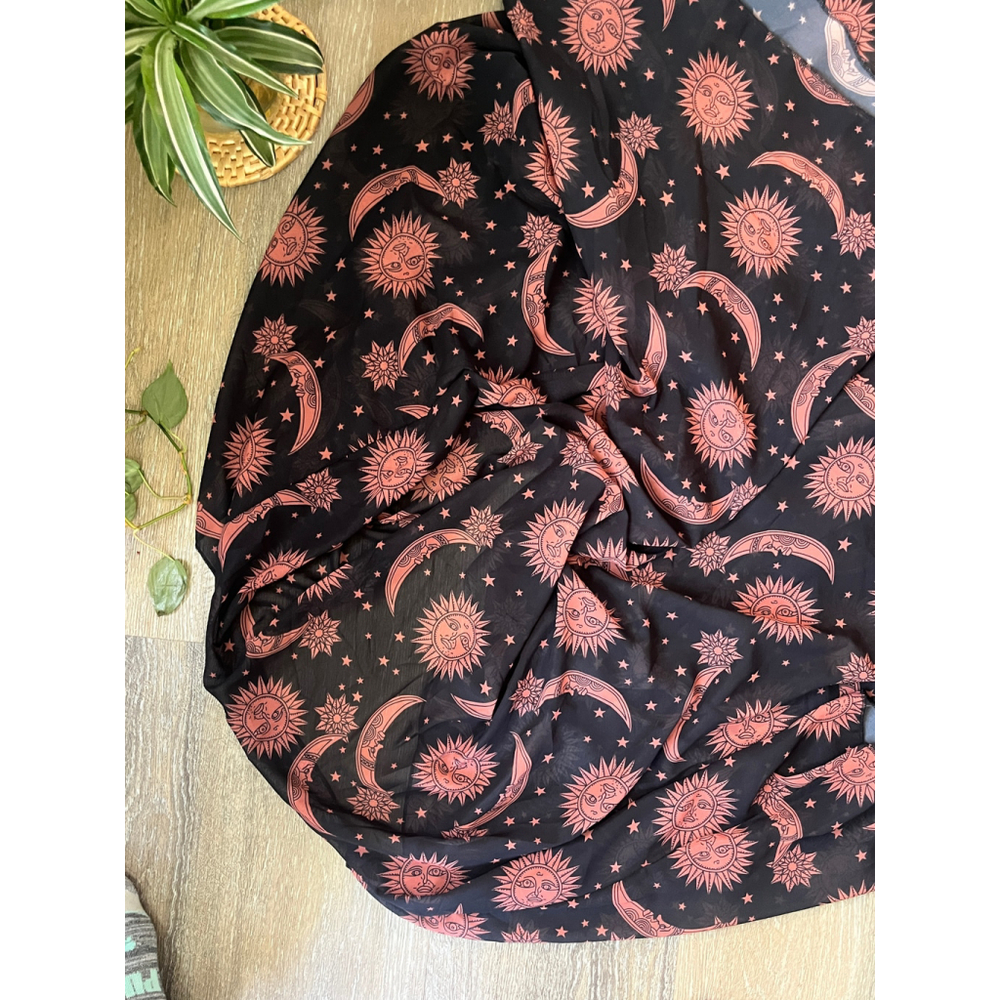 Women's Hib Black & Pink Sun Moon Star Scarf - Picture 5 of 6